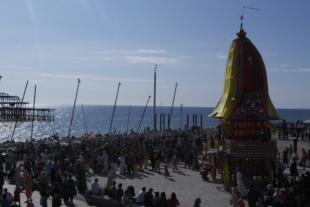 Ratha-yatra chariot procession by the sea